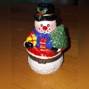 Festive Snowman Holiday Trinket Box